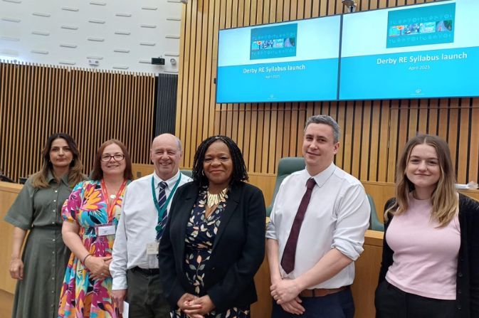 A group of teachers and community leaders at the launch of the new RE syllabus